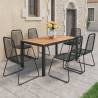 7 Piece Garden Dining Set PVC Rattan Black and Brown Colour black and brown Size 150 cm table length Number of 6 