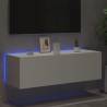 White TV Wall Cabinet with LED Lights - 100x35x31 cm