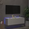 White TV Wall Cabinet with LED Lights - 100x35x31 cm