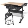 Two Drawers Tiltable Drawing Table with Stool | HipoMarket