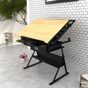 Two Drawers Tiltable Drawing Table with Stool | HipoMarket