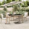 Garden Table with Glass Top Beige Poly Rattan&Tempered Glass Colour beige Size 150 x 90 x 75 cm Quantity in Package 1 Material glass 