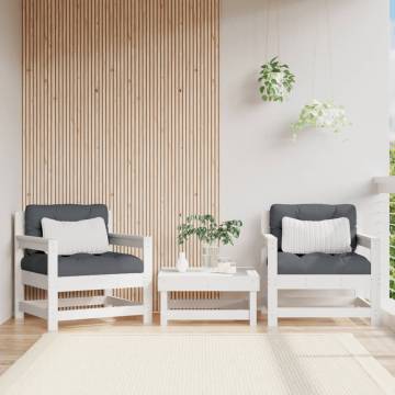 2 Pcs White Solid Wood Pine Garden Chairs - Cozy Seating