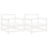 2 Pcs White Solid Wood Pine Garden Chairs - Cozy Seating