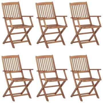 Folding Outdoor Chairs 6 pcs Solid Acacia Wood - Hipomarket