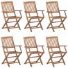 Folding Outdoor Chairs 6 pcs Solid Acacia Wood Quantity in Package 6 Model with armrest Number of 1 