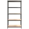 5-Layer Heavy-Duty Shelves - Grey Steel & Engineered Wood