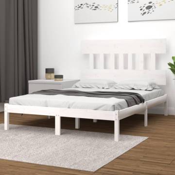 White Solid Wood Bed Frame 200x200 cm - HipoMarket