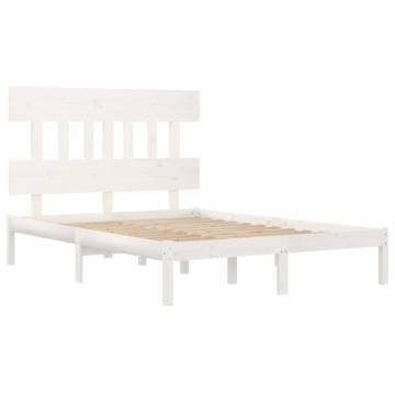 White Solid Wood Bed Frame 200x200 cm - HipoMarket