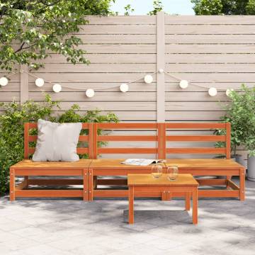 Garden Sofas Armless 3 pcs Wax Brown - Solid Pine Wood