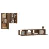 4 Piece TV Cabinet Set - Brown Oak Engineered Wood | HipoMarket