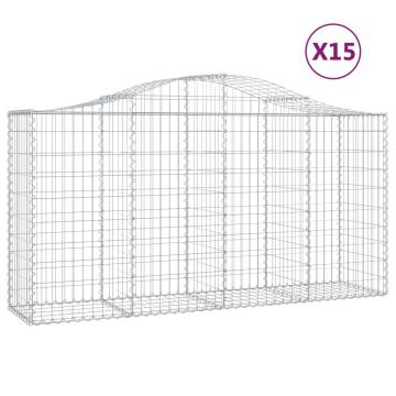 Arched Gabion Baskets 15 pcs - Durable Garden Barriers