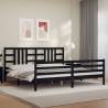 Bed Frame with Headboard Black 200x200 cm Solid Wood Colour black Size 200 x 200 cm 