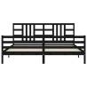 Black Bed Frame with Headboard - Solid Pine Wood 200x200 cm