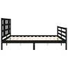 Black Bed Frame with Headboard - Solid Pine Wood 200x200 cm