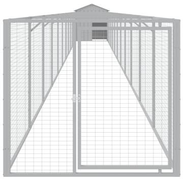 Light Grey Dog House with Roof - Durable Steel 117x122x123 cm