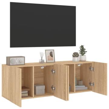 Stylish Wall-Mounted TV Cabinets in Sonoma Oak - 2 pcs