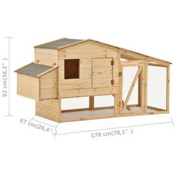 Chicken Cage Solid Pine Wood 178x67x92 cm - Cozy & Durable