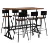 7 Piece Solid Reclaimed Wood Bar Set - Industrial Style