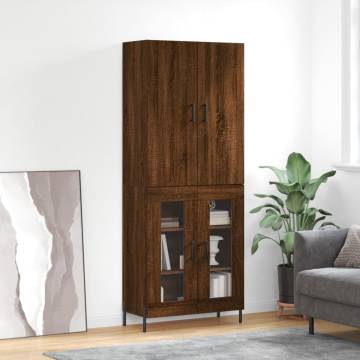 Stylish Highboard in Brown Oak - 69.5x34x180 cm | Hipo Market