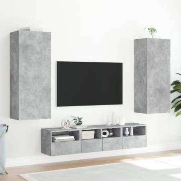 Concrete Grey TV Wall Cabinet - Engineered Wood | Hipo Market