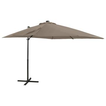 Cantilever Umbrella with LED Lights - Taupe 250 cm | HipoMarket