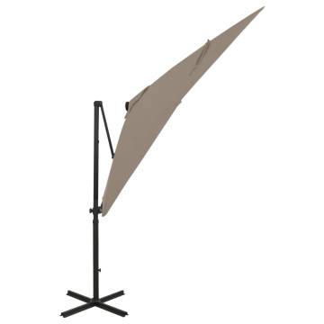 Cantilever Umbrella with LED Lights - Taupe 250 cm | HipoMarket