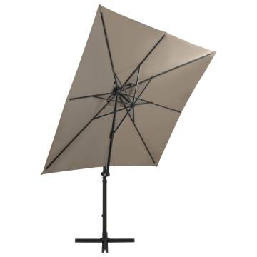 Cantilever Umbrella with LED Lights - Taupe 250 cm | HipoMarket