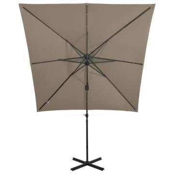 Cantilever Umbrella with LED Lights - Taupe 250 cm | HipoMarket