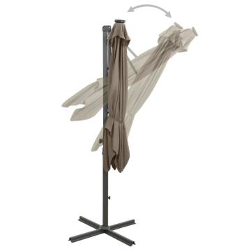 Cantilever Umbrella with LED Lights - Taupe 250 cm | HipoMarket