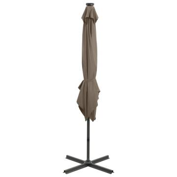 Cantilever Umbrella with LED Lights - Taupe 250 cm | HipoMarket