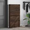 Shoe Cabinet with 4 Flip-Drawers - Brown Oak | Hipomarket UK