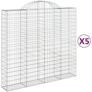 Arched Gabion Baskets - 5 pcs Galvanised Iron Garden Barrier