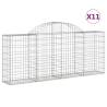 Arched Gabion Baskets 11 pcs - Galvanised Iron | HipoMarket