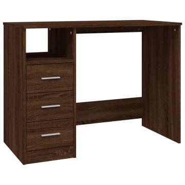 Elegant Brown Oak Desk with Drawers - 102x50x76 cm