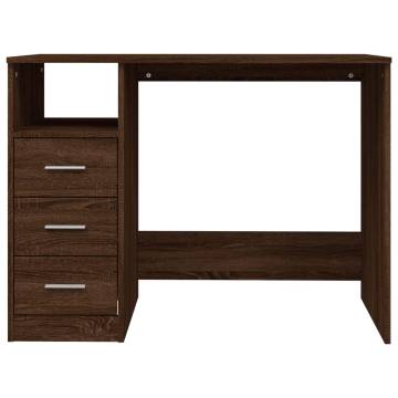 Elegant Brown Oak Desk with Drawers - 102x50x76 cm