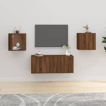 Brown Oak Wall Mounted TV Cabinets - 2 pcs | HipoMarket