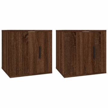 Brown Oak Wall Mounted TV Cabinets - 2 pcs | HipoMarket