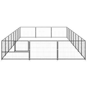 Dog Kennel Black 24 m² Steel - Durable & Secure Outdoor Play Area