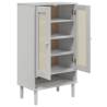 Shoe Cabinet SENJA Rattan Look - White Solid Wood Storage