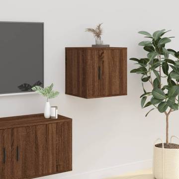 Brown Oak Wall Mounted TV Cabinets - 2 pcs | HipoMarket