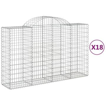 Arched Gabion Baskets 18 pcs | Durable Galvanised Iron Garden Barriers