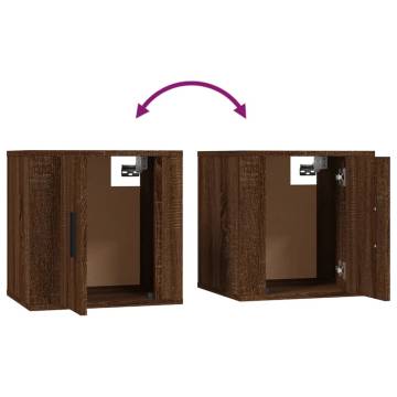 Brown Oak Wall Mounted TV Cabinets - 2 pcs | HipoMarket