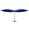 Double Parasol with Steel Pole Azure Blue - 600 cm Shade Solution