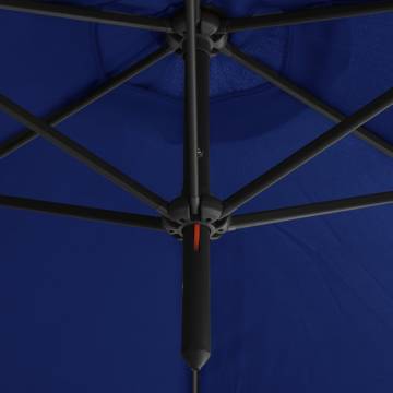 Double Parasol with Steel Pole Azure Blue - 600 cm Shade Solution