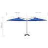 Double Parasol with Steel Pole Azure Blue - 600 cm Shade Solution