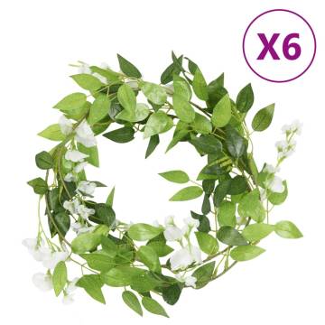 Artificial Flower Garlands - 6 Pcs White 200 cm | Hipomarket