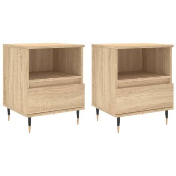 Stylish Sonoma Oak Bedside Cabinets - Set of 2 | HipoMarket UK