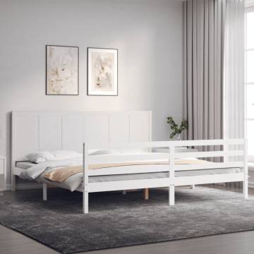 White Super King Size Bed Frame with Headboard | Hipomarket