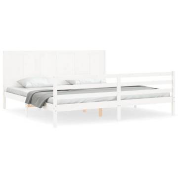 White Super King Size Bed Frame with Headboard | Hipomarket